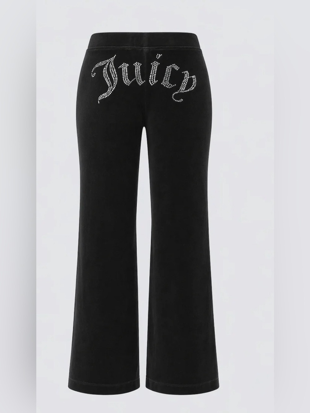 Juicy Couture Black Velour Rhinestone Logo Flare Track Pants Y2K XL